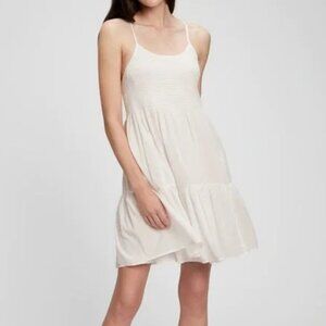 GAP Smocked Crinkle Gauze Tiered White Dress Size XS